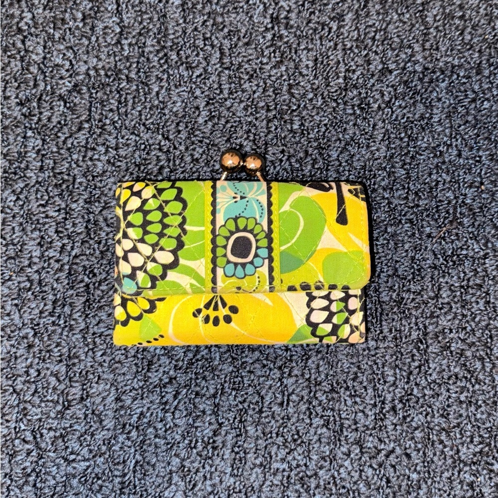 Vera Bradley small kiss lock wallet in the “limes up” pattern
